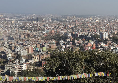 Arrival in Kathmandu airport (1,350 m).