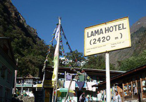 Syabrubesi to Lama Hotel (2,380m/7,830ft): 6 hours